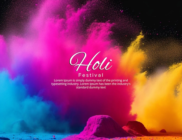 Holi colorful splash background wishes banner