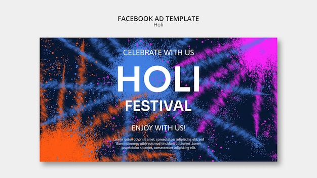 PSD holi festival celebration facebook template