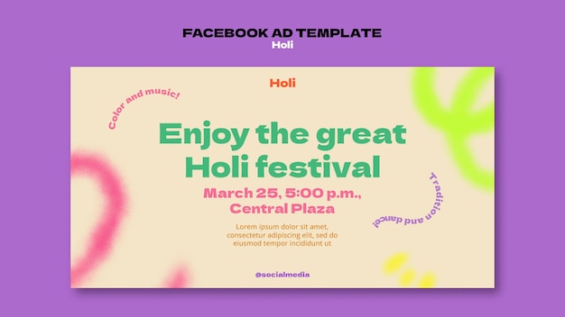 PSD holi festival celebration facebook template