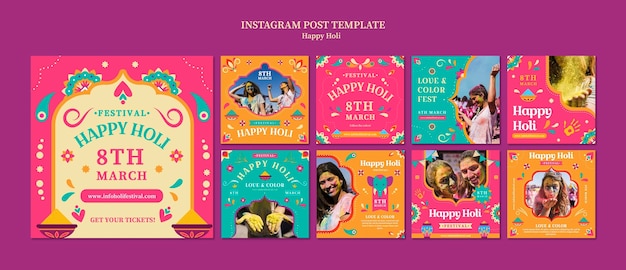 Holi festival celebration instagram posts