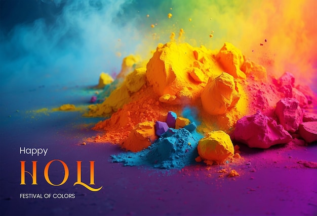 PSD holi festival concept colors explosions top right side of the canvas background