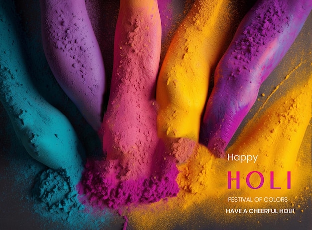 PSD holi festival concept joyful celebration with holi powder forming vibrant patterns background