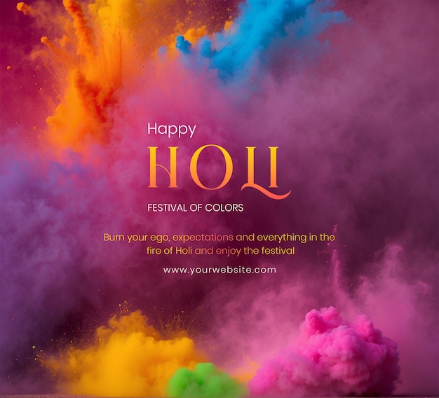 Holi festival concept vibrant colorful smoke spread on air background