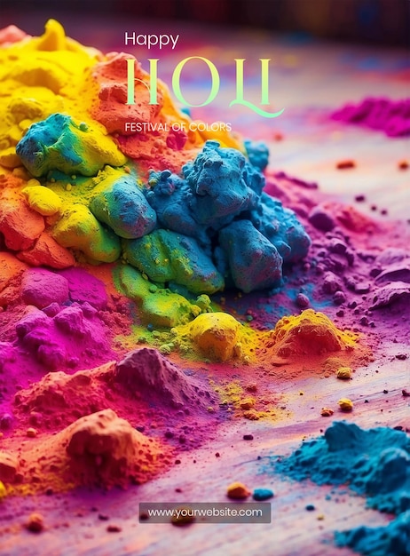 PSD holi festival concept vibrant colors of powdered hues background