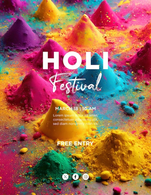 PSD holi festival landing mobile page template