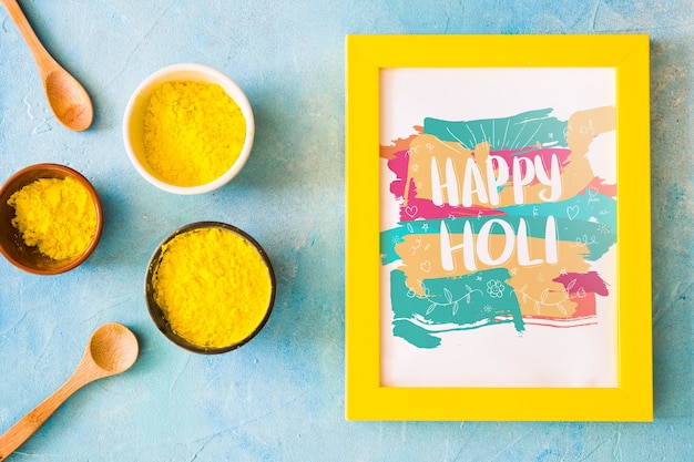 Holi festival mockup with frame