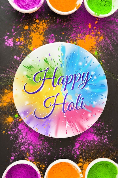 Holi festival mockup with round plate