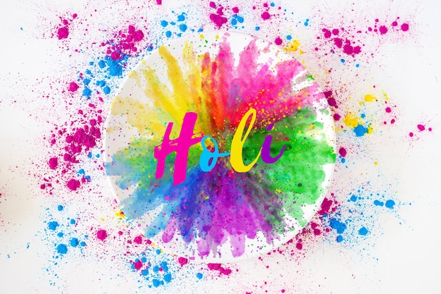 Holi festival mockup with round plate