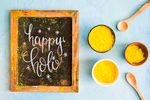 Holi festival mockup with slate