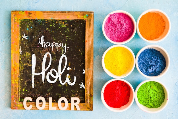 Holi festival mockup with slate