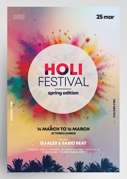 Holi Festival Party Flyer Design