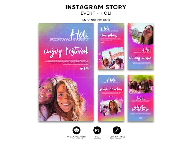 holi festival party story series template