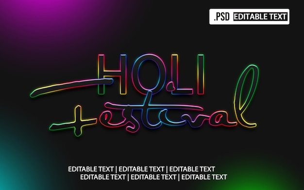 PSD holi festival text style effect