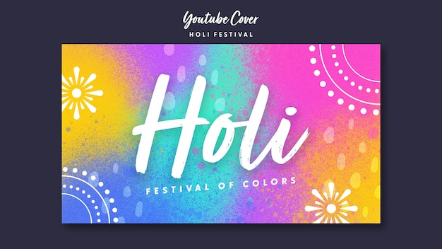 Holi festival youtube cover template design