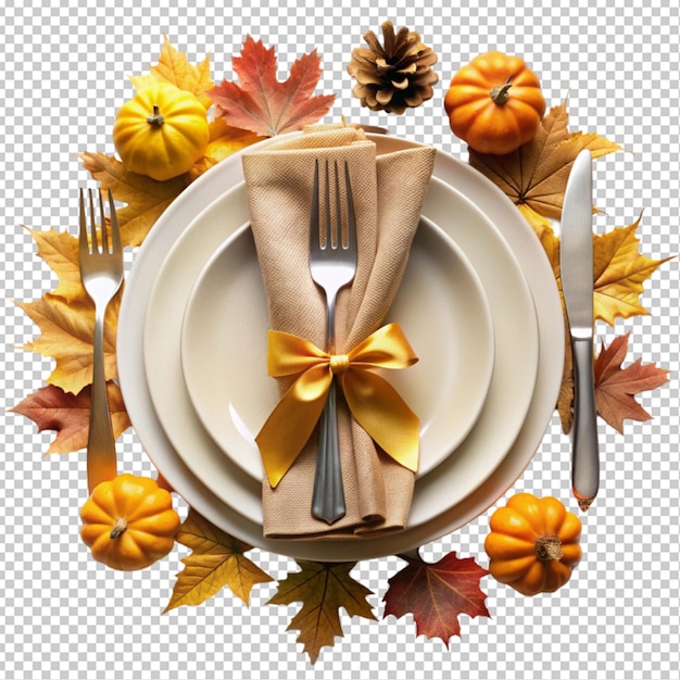 PSD a holiday place setting with plate napkin transparent background