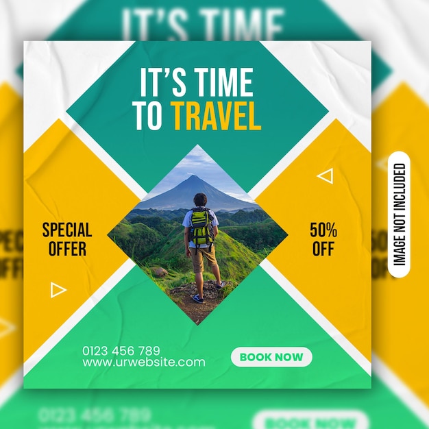 Holiday travel social media post or promotional ads design template premium PSD premium PSD