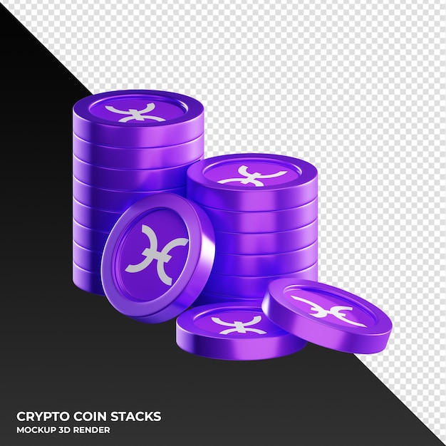 Holo HOT coin stacks cryptocurrency 3D render illustration