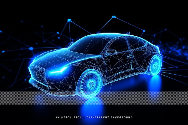 Hologram car technology on transparent background