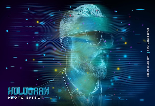 Hologram Photo Effect mockup