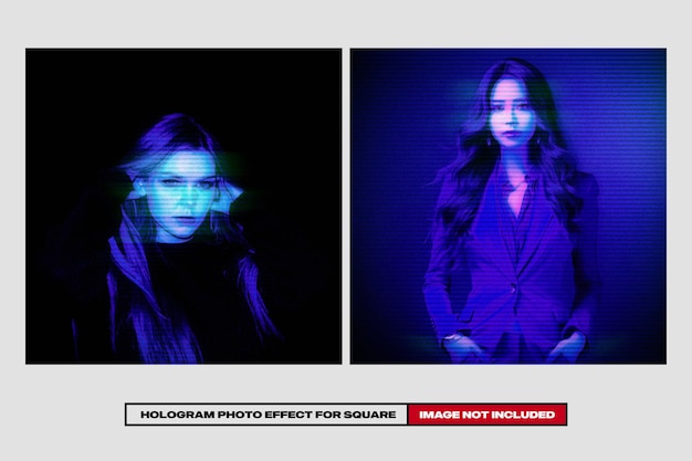 PSD hologram photo effect for square