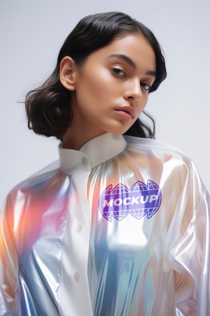 PSD holographic apparel mockup