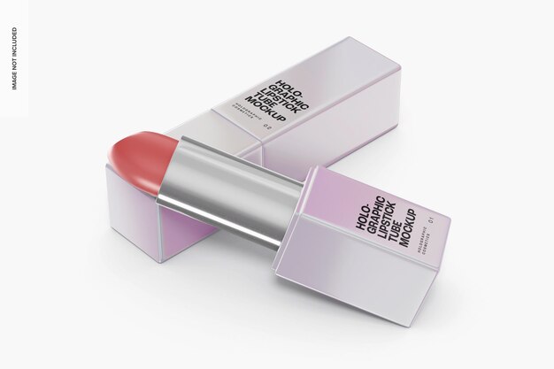 Holographic Cosmetic Lipstick Tubes Mockup, Stacked