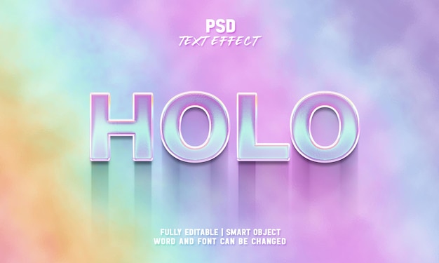 Holographic editable text effect style template