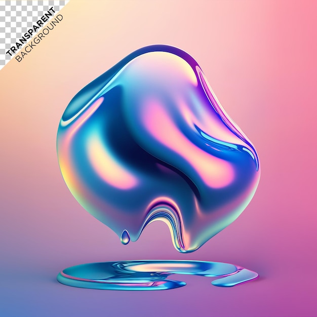 PSD holographic fluid drop shapes illustration