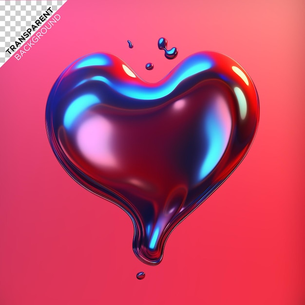 Holographic heart drop illustration