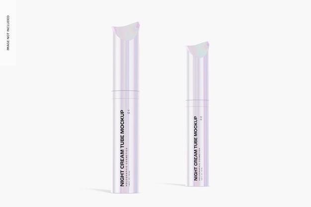 Holographic Night Cream Tubes Mockup, Front View