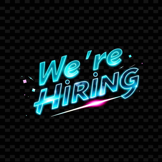 Holographic Were Hiring Shimmers and Fluctuates Blending Neon Electric Teal and Azure Geometr