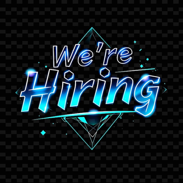 Holographic Were Hiring Shimmers and Fluctuates Blending Neon Electric Teal and Azure Geometr