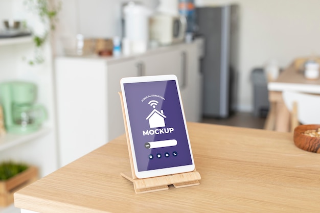 Home automation concept mockup with digital tablet