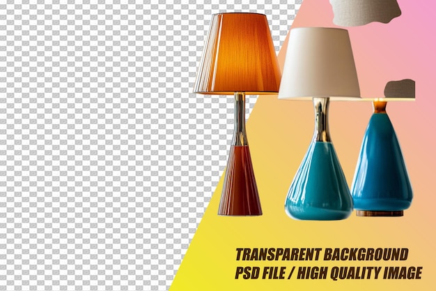 PSD home decoration items on transparent background psd file