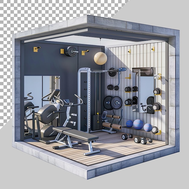 PSD home gym isolated on transparent background png