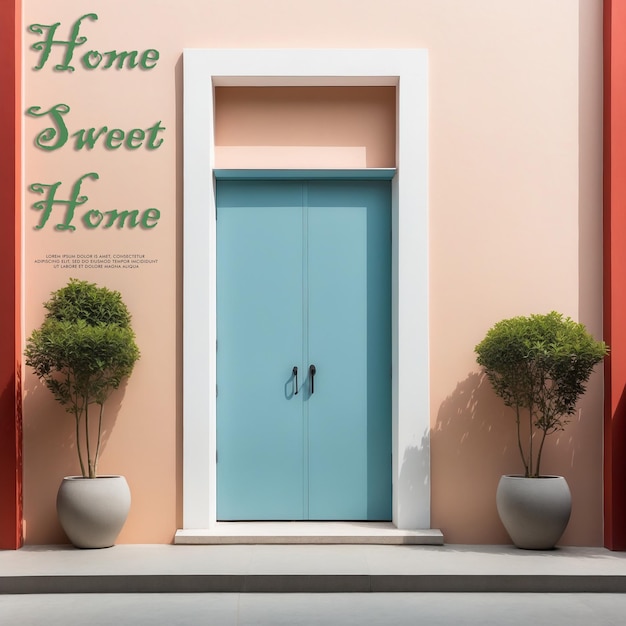 a home home sign is painted on a pink wall