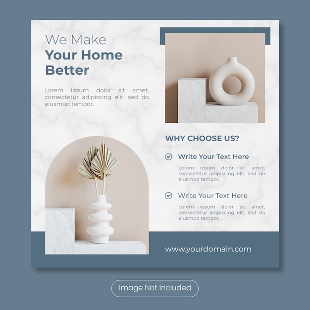 Home interior design or fhome urniture  instagram post banner template