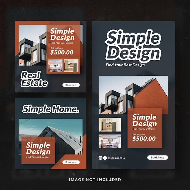 Home interior design instagram post and banner template