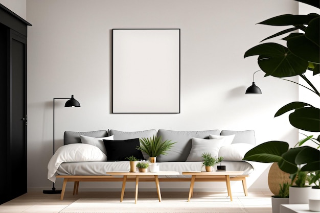 Home interior frame 8x10 mockup in scandinavian style