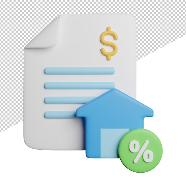 Home Loan Property front view 3d rendering icon illustration on transparent background