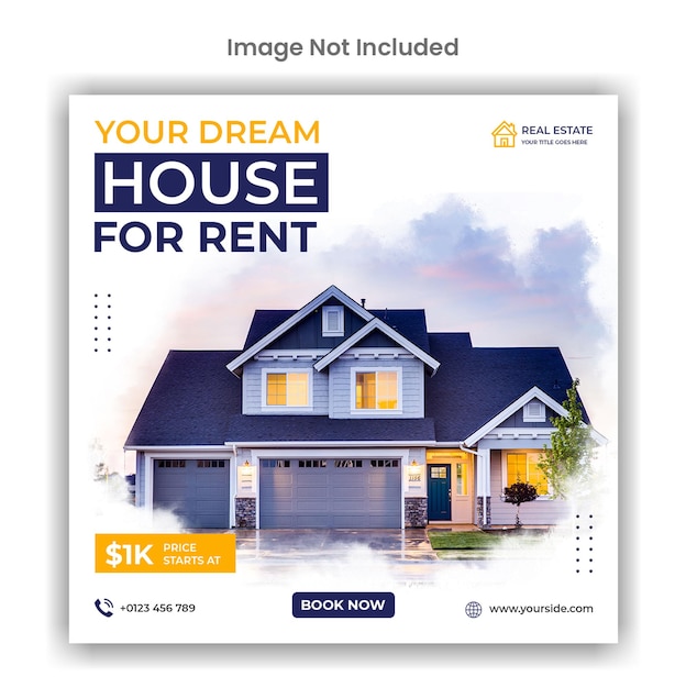 Home rent social media or instagram post design template