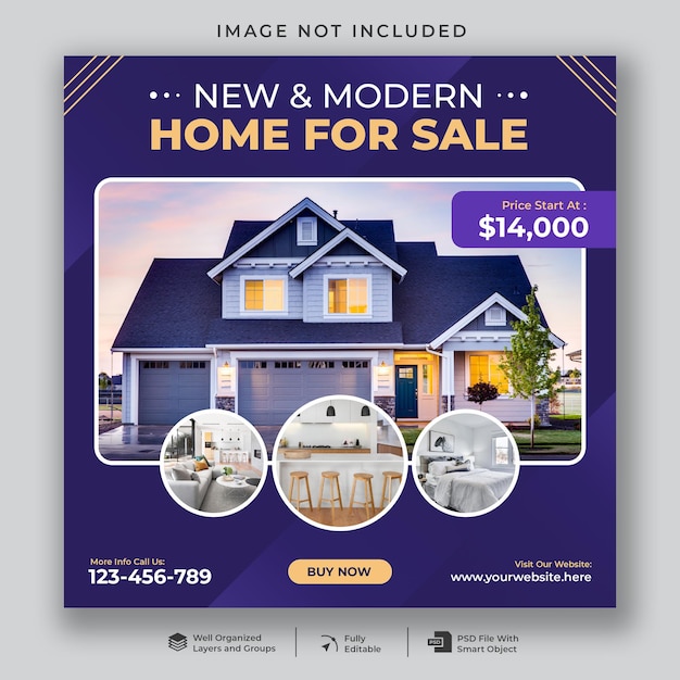 Home for sale social media post template