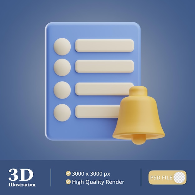 Home screen Reminders illustration 3d