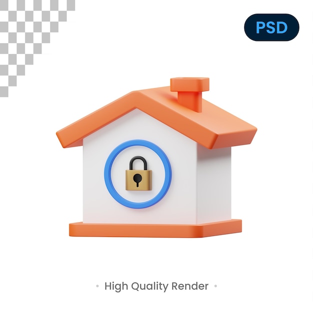 Home Security 3D Icon Premium Psd