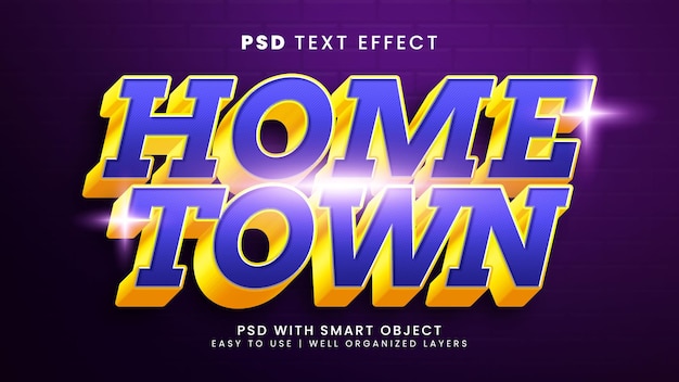 Home town 3d editable text effect with city and urban text style