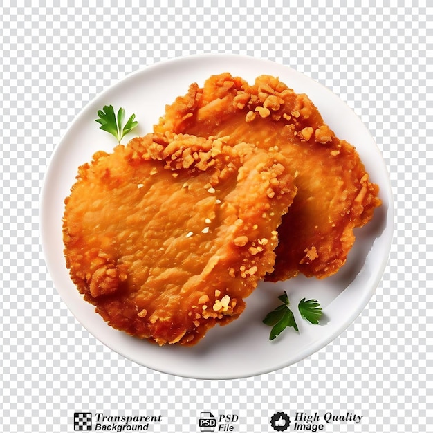 homemade breaded chicken schnitzel isolated on transparent background