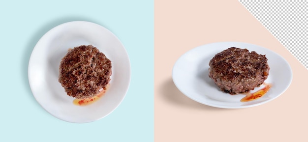 Homemade freshly minced beef burger on a plate Mockup