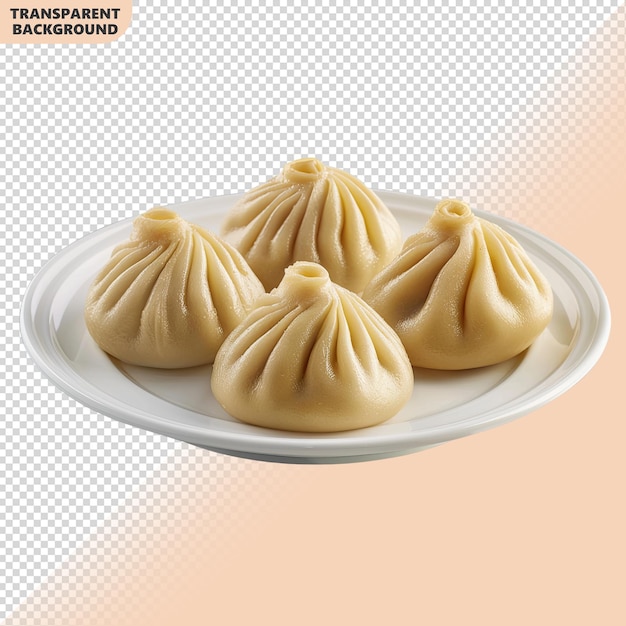 homemade khinkali Georgian dumplings isolated on transparent background