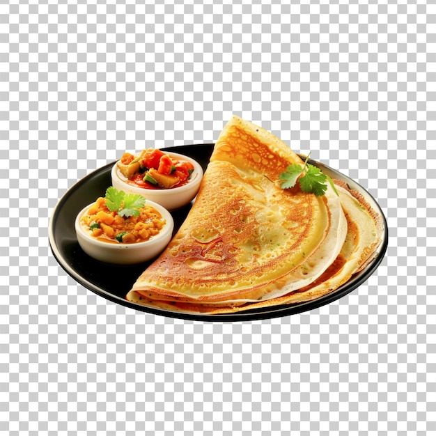 PSD homemade masala dosa with chutney isolated on a transparent background