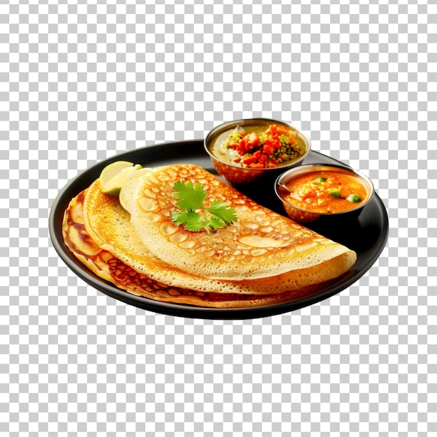 PSD homemade masala dosa with chutney isolated on a transparent background